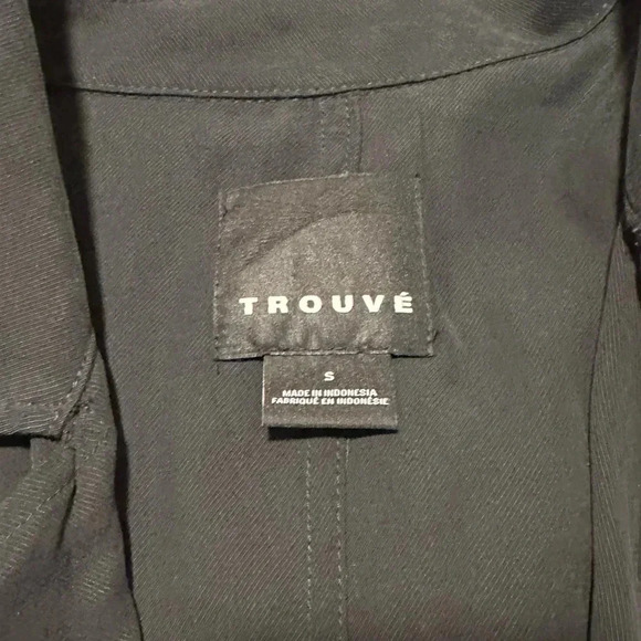 Trouve Nordstrom Open Front Blazer Jacket Ruffle Pockets Roll Tab Small - Picture 5 of 7